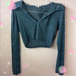 name: turquoise long sleeve crop top
size: L
꒰ა ♡ ໒꒱